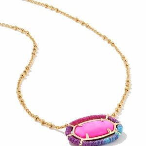 Kendra Scott Threaded Elisa Gold Pendant Necklace in Pink Mix comes with box